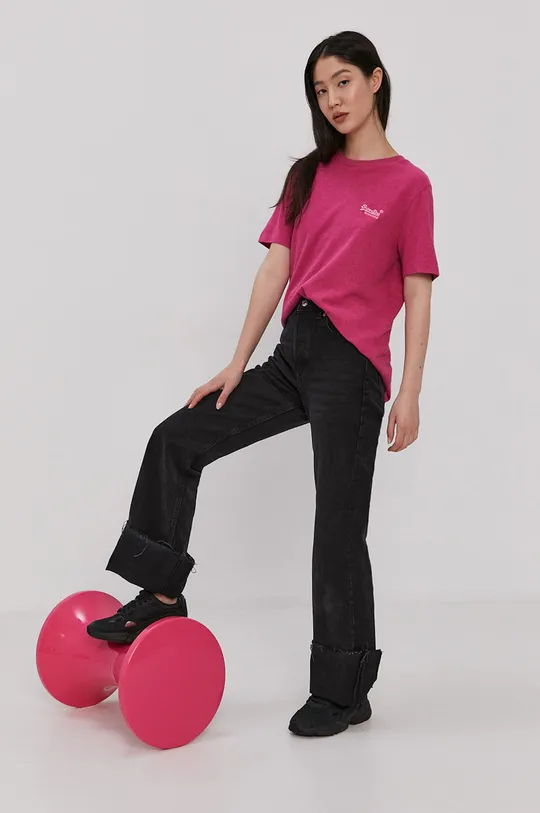 Superdry T-shirt bawełniany różowy