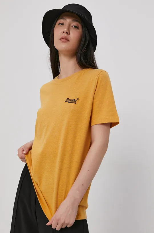 Superdry T-shirt bawełniany żółty