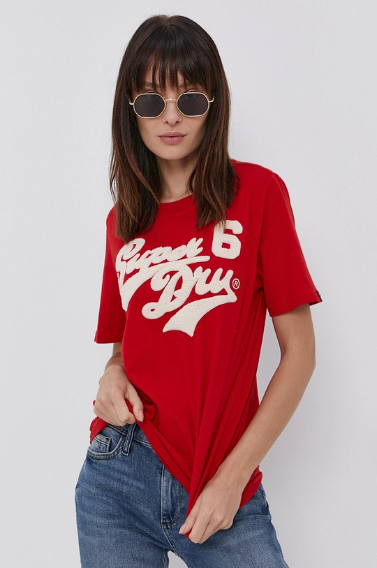 czerwony Superdry T-shirt bawełniany Damski