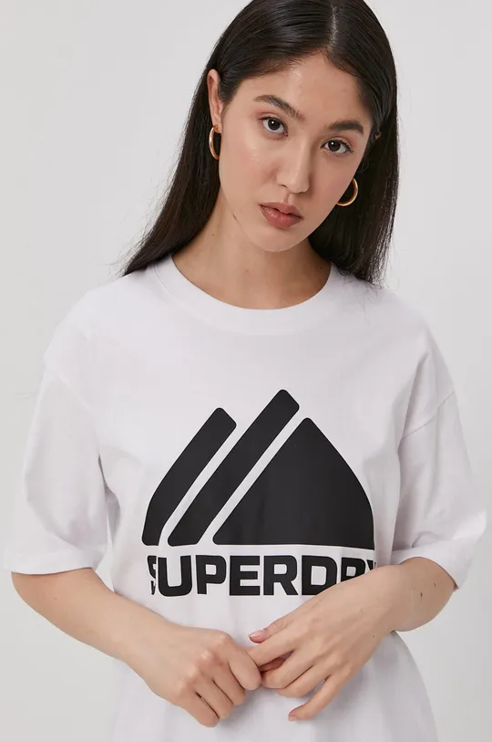 biały Superdry T-shirt bawełniany