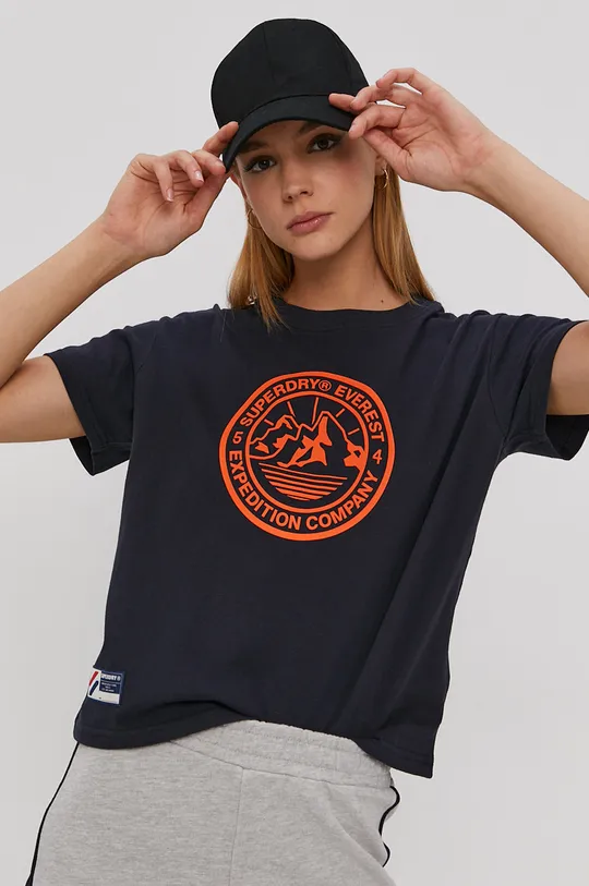 granatowy Superdry T-shirt Damski