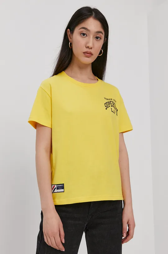 żółty Superdry T-shirt bawełniany Damski