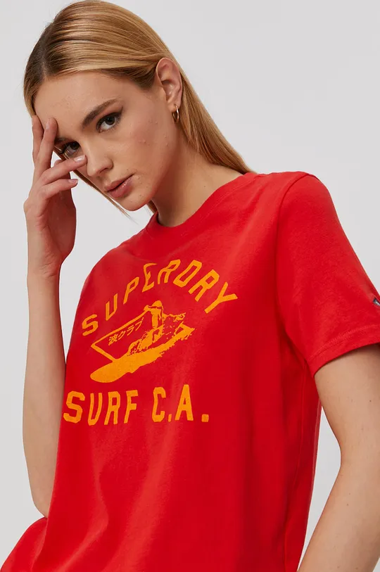 czerwony Superdry T-shirt Damski