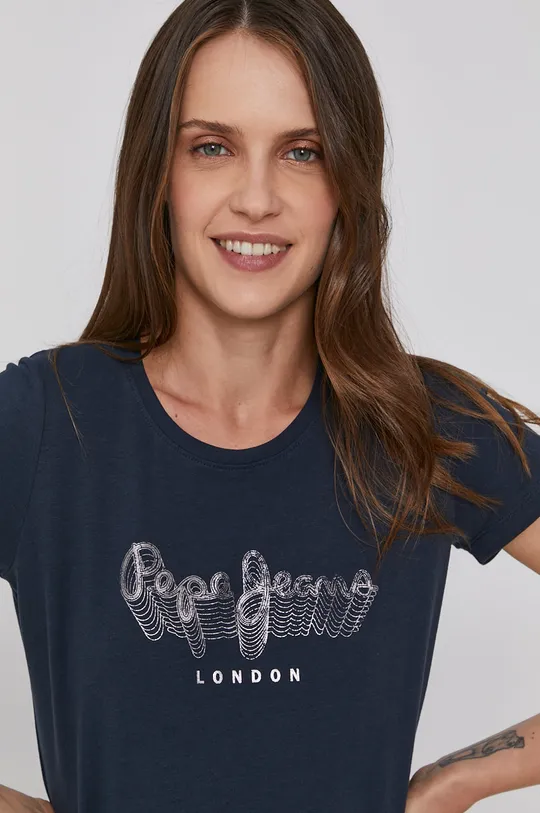 granatowy Pepe Jeans T-shirt bawełniany ANNA