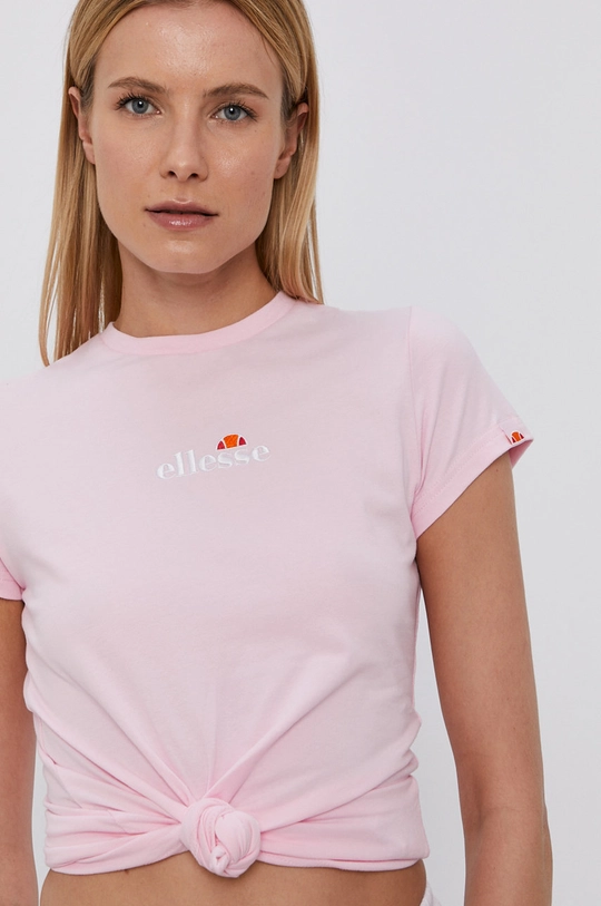 różowy Ellesse T-shirt bawełniany Damski