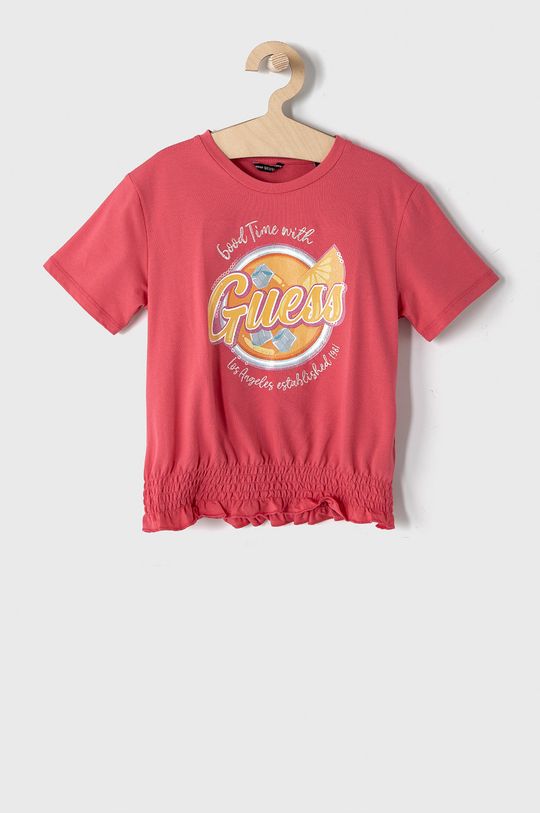 ostry różowy Guess T-shirt dziecięcy Dziewczęcy