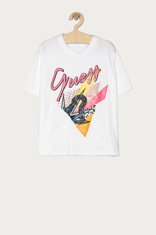 biały Guess T-shirt dziecięcy Dziewczęcy