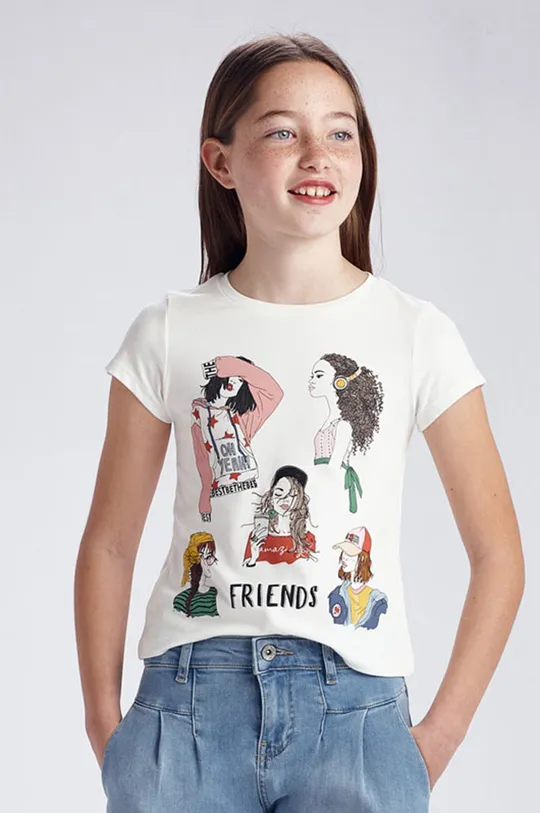 beżowy Mayoral - T-shirt dziecięcy Dziewczęcy