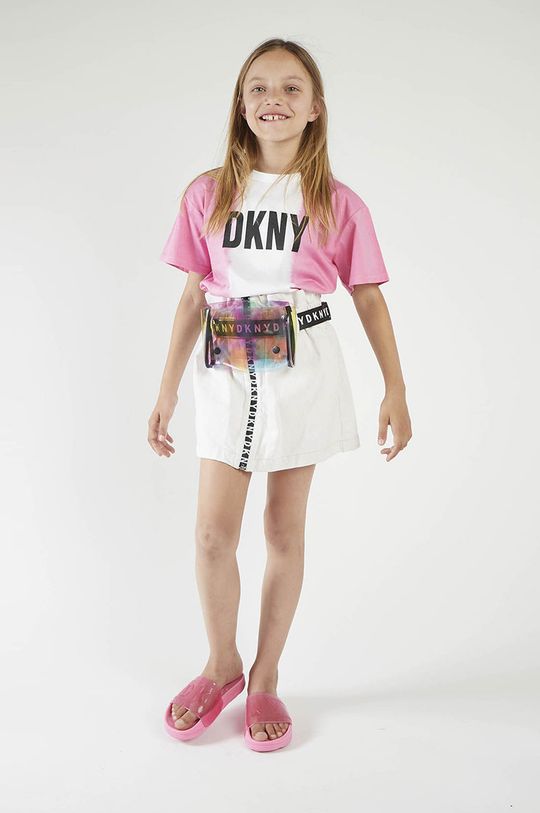 różowy Dkny T-shirt dziecięcy Dziewczęcy