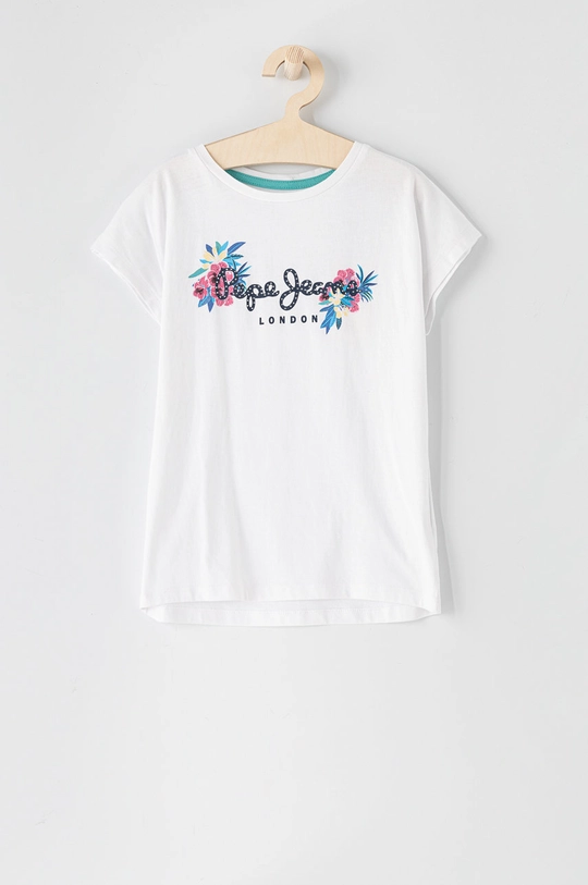 biały Pepe Jeans T-shirt dziecięcy Cris Dziewczęcy