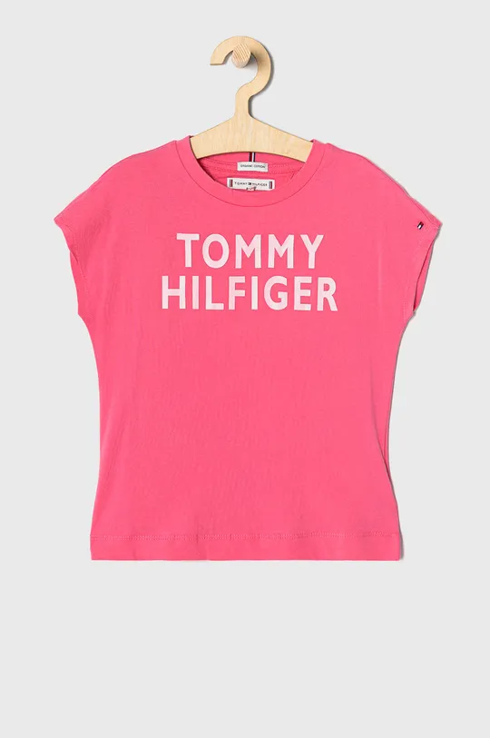 fioletowy Tommy Hilfiger T-shirt dziecięcy Dziewczęcy
