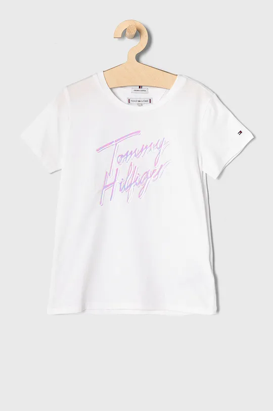 biały Tommy Hilfiger T-shirt dziecięcy Dziewczęcy