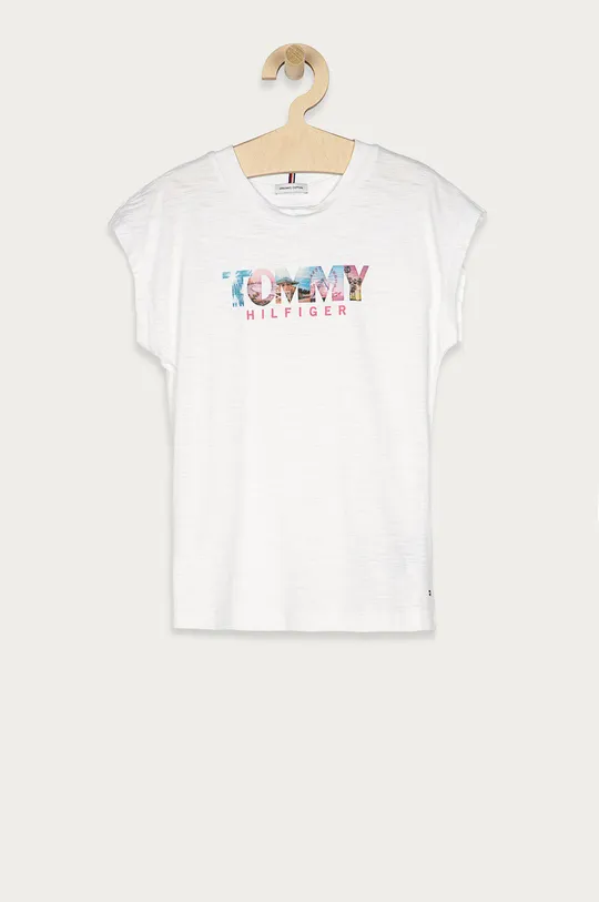 biały Tommy Hilfiger T-shirt dziecięcy Dziewczęcy