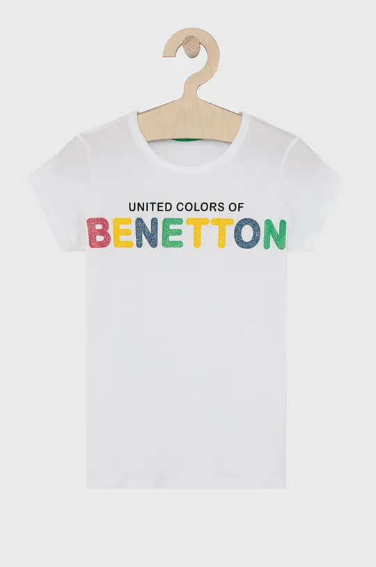 fehér United Colors of Benetton gyerek pamut póló Lány