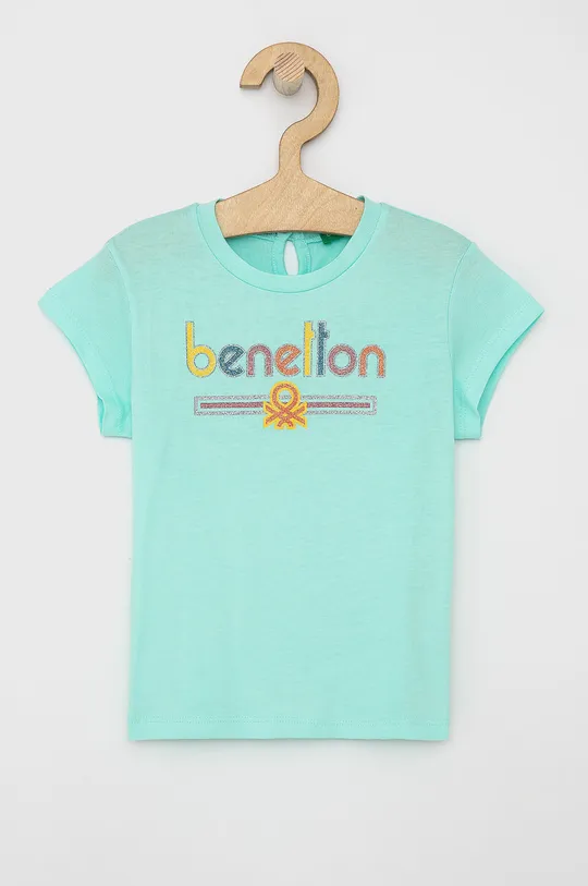 tyrkysová Detské bavlnené tričko United Colors of Benetton Dievčenský