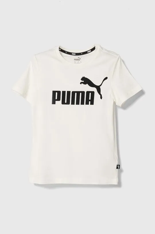 bela Otroška bombažna kratka majica Puma Otroški