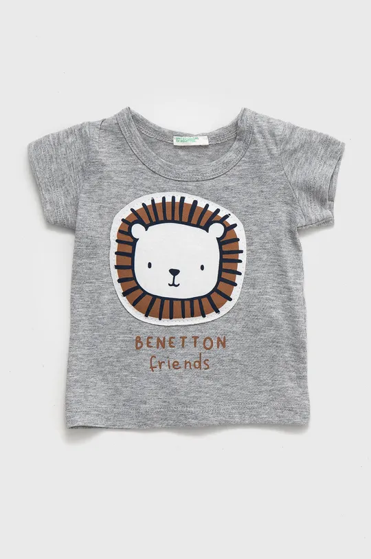 szary United Colors of Benetton T-shirt bawełniany dziecięcy Dziecięcy