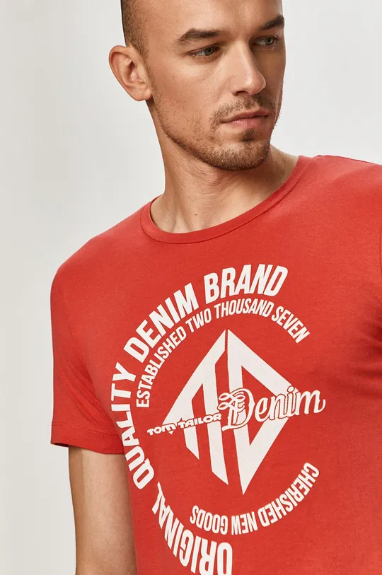 czerwony Tom Tailor - T-shirt Męski