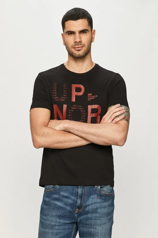 czarny s. Oliver - T-shirt Męski
