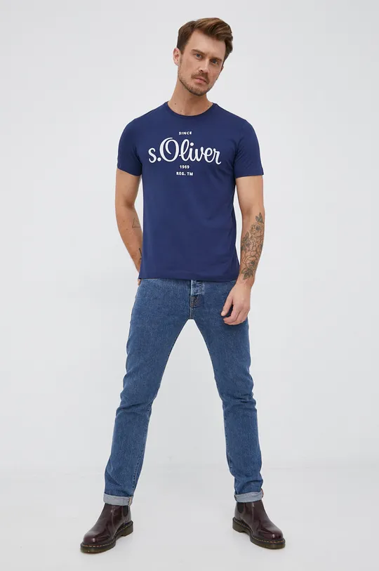 T-shirt bawełniany niebieski