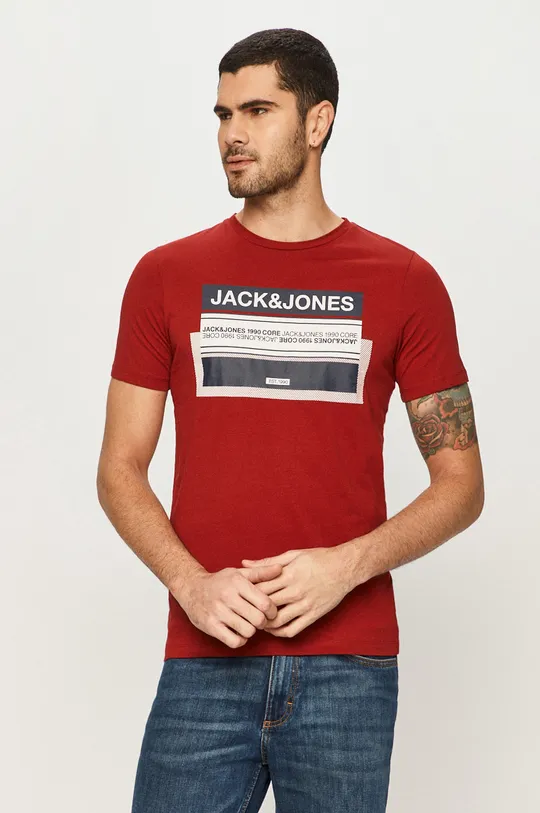 bordowy Jack & Jones - T-shirt Męski