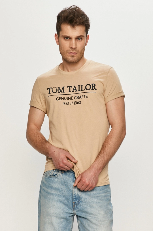 beżowy Tom Tailor T-shirt Męski