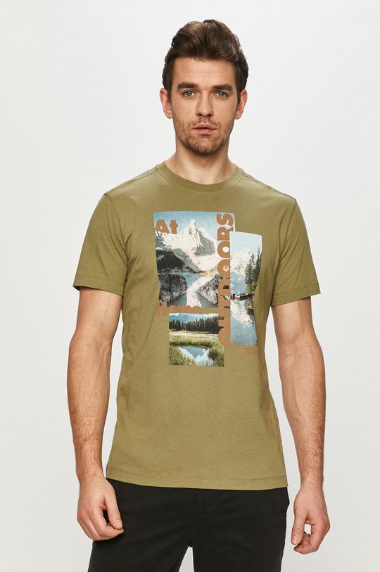 brudny zielony Jack Wolfskin - T-shirt Męski
