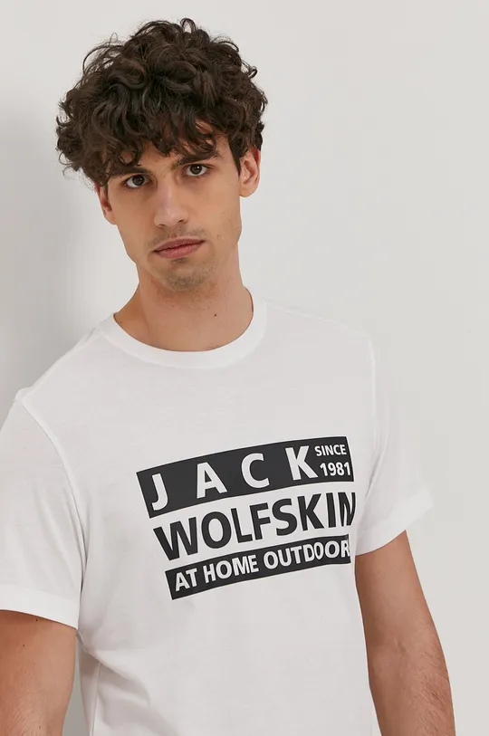 biały Jack Wolfskin T-shirt Męski