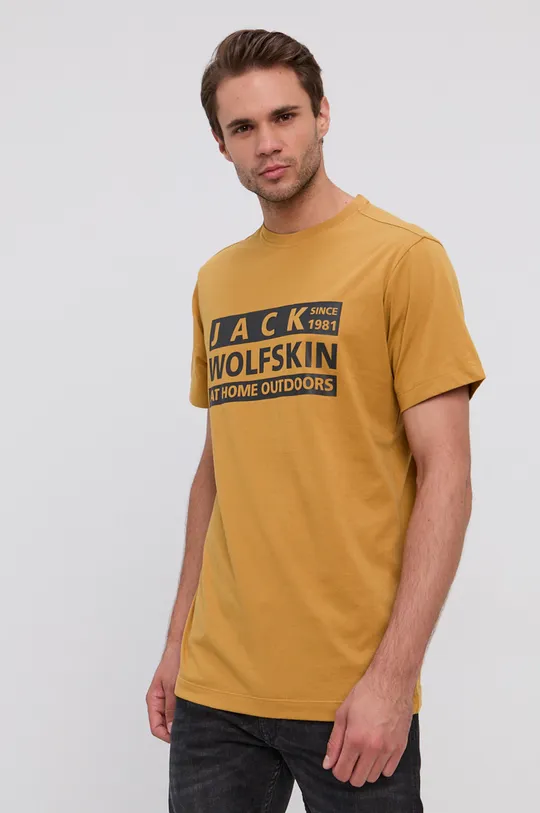 κίτρινο Μπλουζάκι Jack Wolfskin Ανδρικά