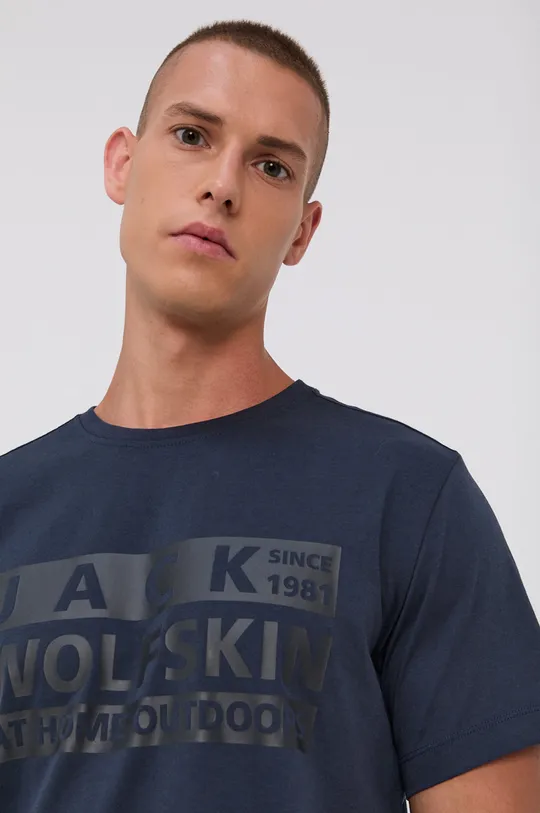 granatowy Jack Wolfskin T-shirt Męski