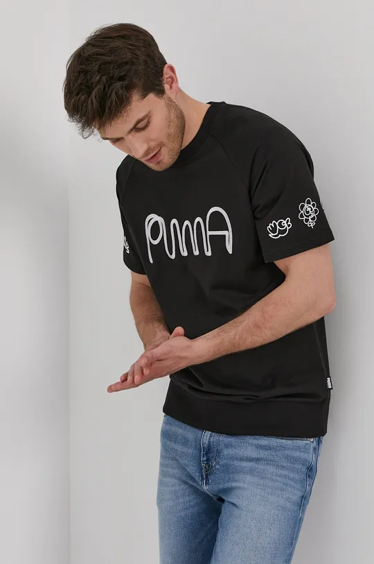 czarny Puma T-shirt x Mr Doodle 530649 Męski