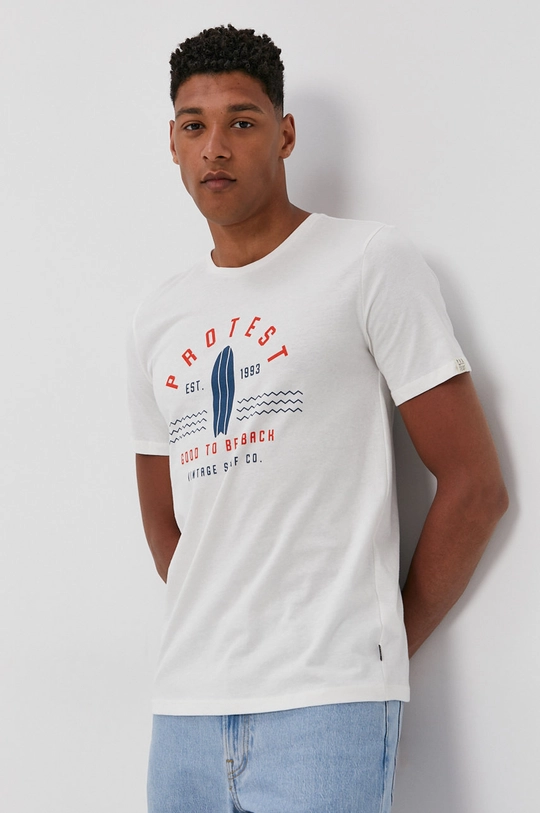 biały Protest T-shirt Męski