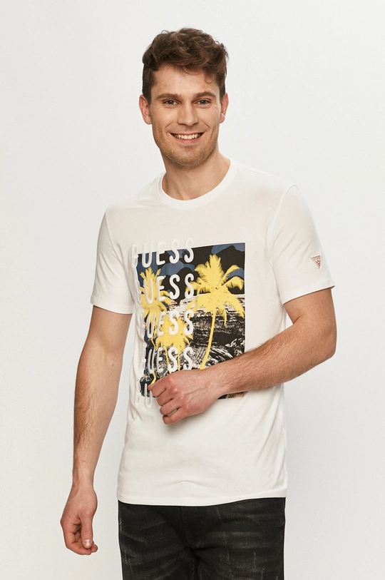 biały Guess T-shirt Męski