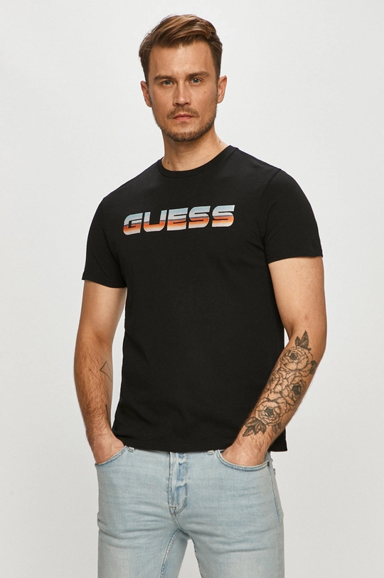 czarny Guess - T-shirt Męski