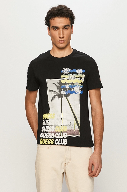 czarny Guess T-shirt Męski