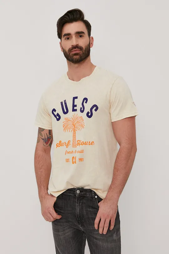 beżowy Guess T-shirt Męski