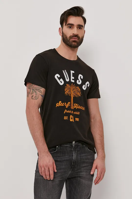 czarny Guess T-shirt Męski