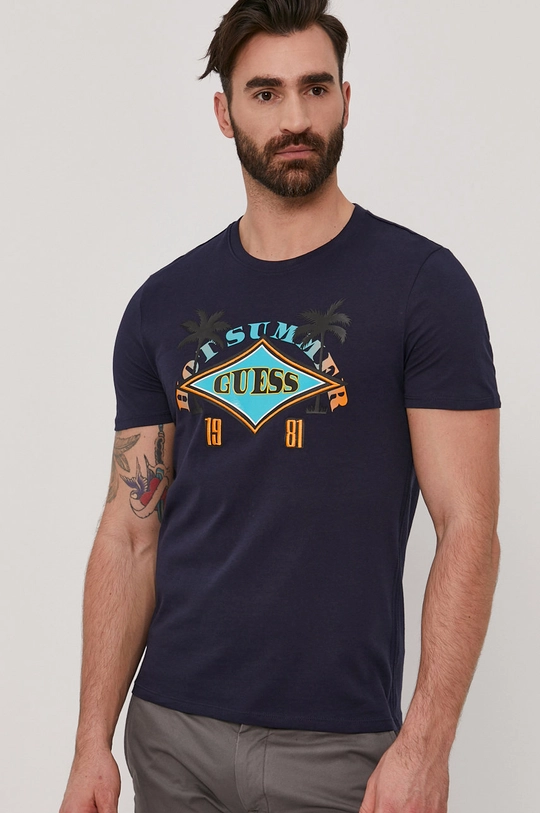 granatowy Guess T-shirt Męski