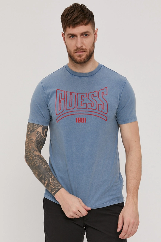 niebieski Guess T-shirt Męski