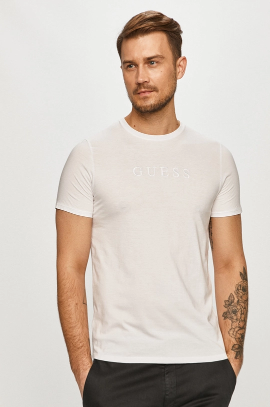 biały Guess T-shirt bawełniany