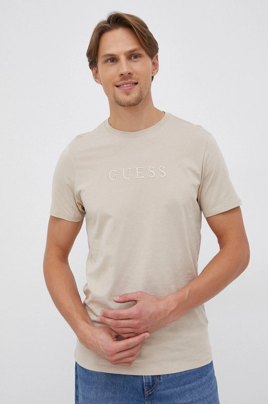 Guess T-shirt bawełniany beżowy