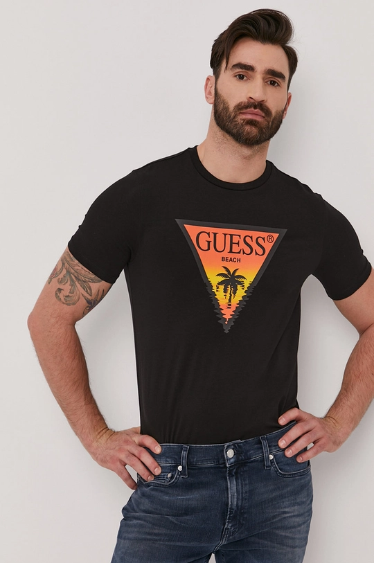 czarny Guess T-shirt Męski