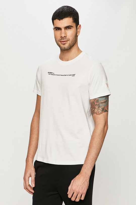 biały Guess - T-shirt Męski