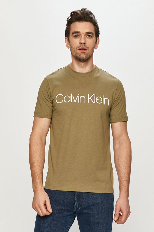 hnedozelená Calvin Klein - Tričko Pánsky