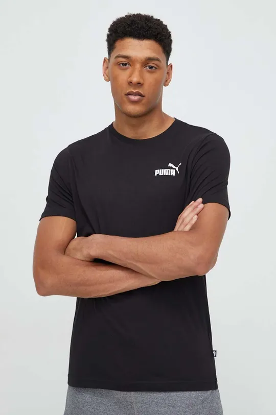 czarny Puma t-shirt bawełniany Męski