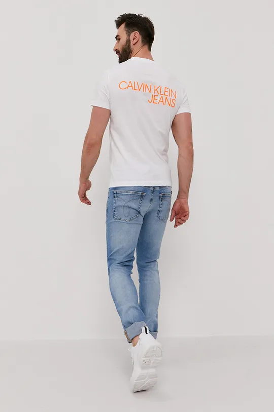 biały Calvin Klein Jeans T-shirt J30J317507.4891 Męski