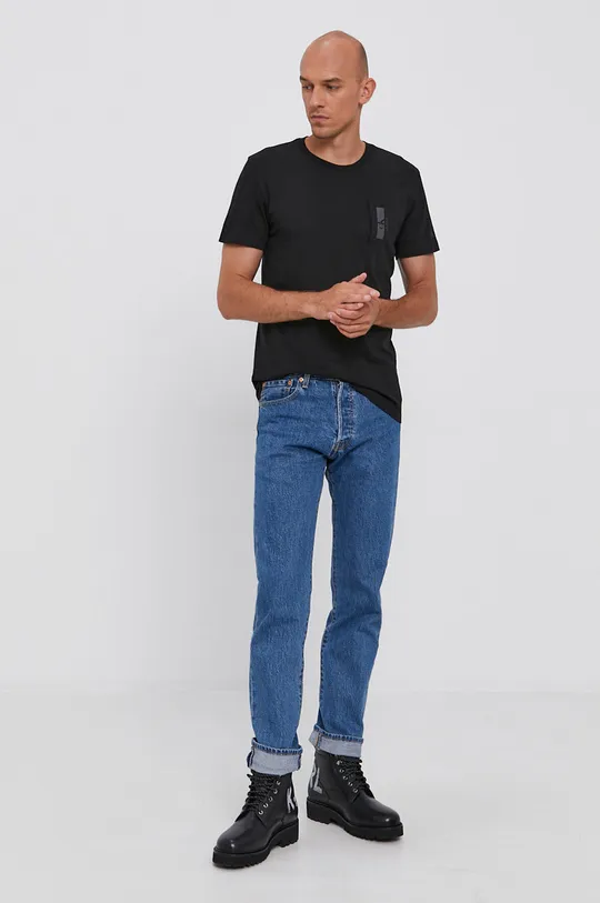 czarny Calvin Klein Jeans T-shirt bawełniany J30J317076.4891 Męski