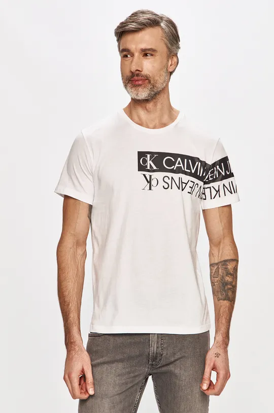 biały Calvin Klein Jeans - T-shirt J30J317086.4891 Męski