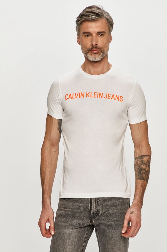 biały Calvin Klein Jeans - T-shirt Męski