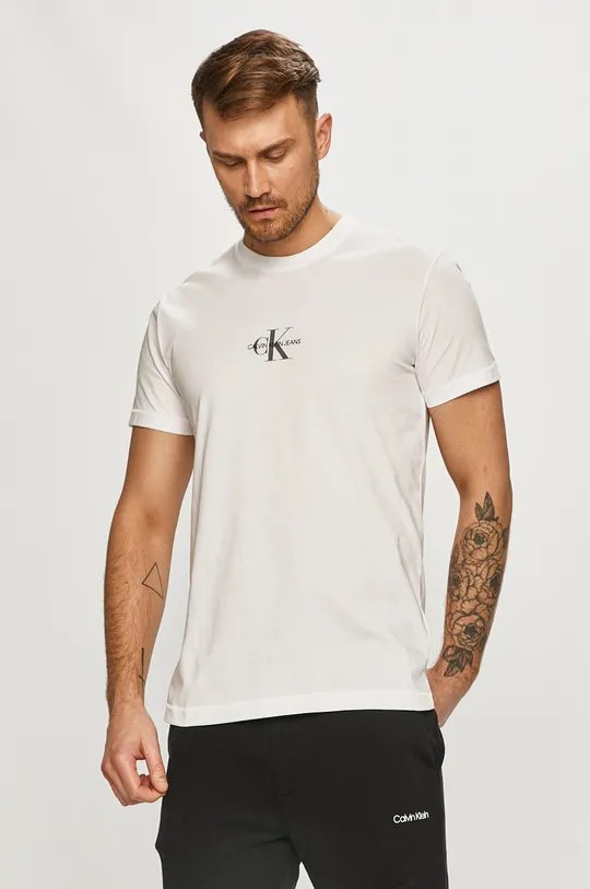biały Calvin Klein Jeans - T-shirt J30J314267.4891 Męski
